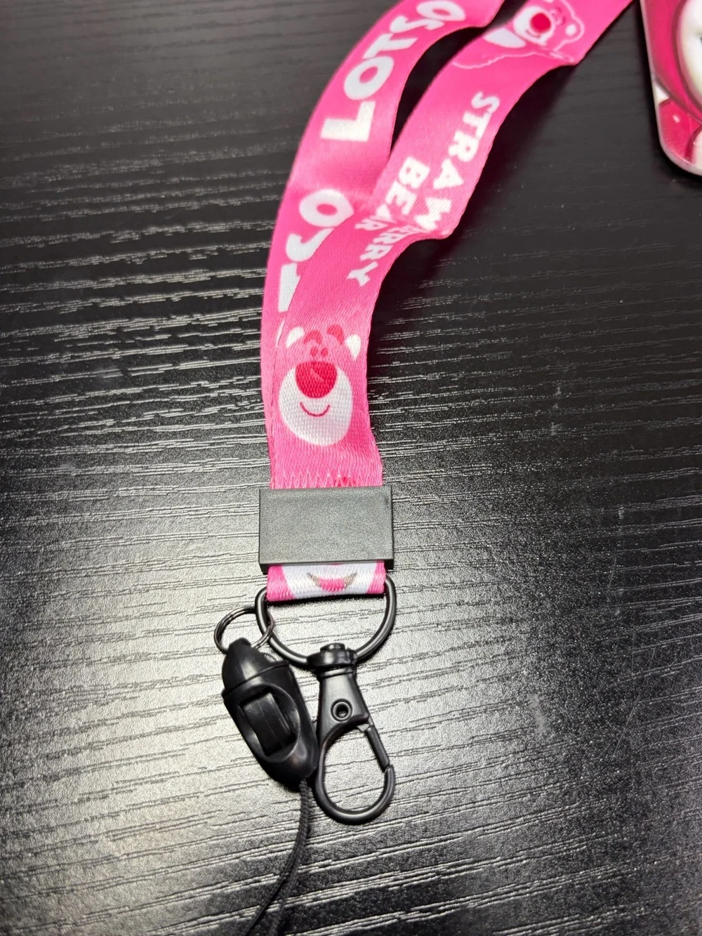 Pink LOTSO Strawberry Lanyard with Lucky Bear Card Holder